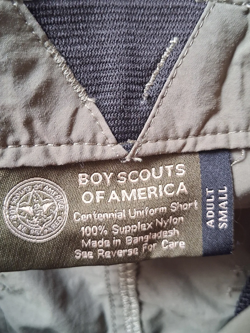 Boy Scouts of America Centennial Uniform Shorts Olive Green Supplex Nylon Small